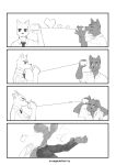 &lt;3 2020 anthro blush blush_lines bottomwear canid canine canis claws clothed clothing comic digital_media_(artwork) duo eye_contact feet fingers frown fur grey_body grey_fur hi_res kun_blackcat looking_at_another male male/male mammal necktie pants pawpads shirt simple_background smile standing string_telephone tail tail_motion tailwag teeth toe_claws toes topwear white_background white_body white_fur wolf