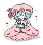  ahoge angeltype animal_ears blanket blue_eyes blush chibi dog_ears inu_sakuya izayoi_sakuya multiple_girls remilia_scarlet short_hair sleeping touhou 