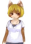  blush breasts cat chipar clothing eyebrows feline female hair mammal plain_background solo white_background yellow_eyes 