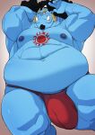 abs asian_clothing biceps blue_body blue_skin bulge clothing east_asian_clothing fangs fish-men_(one_piece) fundoshi gills hi_res humanoid japanese_clothing jinbe male marine musclegut nipples one_piece othukimi pecs teeth underwear