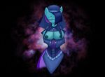  blue_fur blush breasts cloud corset equine eyewear female friendship_is_magic fur glasses hair hair_covering_face handman_(artist) head_dress horse mammal muh-arts my_little_pony nipples nun original_character pony priest purple_hair space stars 