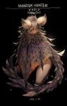  1girl absurdres artist_name black_background breasts copyright_name covered_mouth covering_privates dated dragon_girl dragon_horns dragon_tail dragon_wings english_text glowing grey_hair grey_wings hair_between_eyes han-0v0 highres horns long_hair looking_at_viewer monster_hunter:_world monster_hunter_(series) multicolored_wings nergigante nude orange_wings personification purple_wings scales simple_background solo tail tearing_up very_long_hair wings yellow_eyes 
