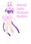  cosmic_bow highres kanori_fiction_(sailor_fictional_realism) madokasakurai pink_hair pink_sailor_collar pink_skirt purple_eyes sailor_collar skirt 