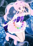  cosmic_bow highres kanori_fiction_(sailor_fictional_realism) madokasakurai pink_hair pink_sailor_collar pink_skirt purple_eyes sailor_collar skirt star_(symbol) star_in_eye symbol_in_eye 