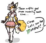 alpha_channel anthro biped bottomwear canid canine clothed clothing countershade_fur countershade_torso countershading crossdressing dipstick_tail english_text fox fur girly jam_(artist) male mammal markings midriff pink_bottomwear pink_clothing pink_skirt simple_background skirt solo tail tail_markings text transparent_background