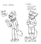 ageplay ambiguous_gender anthro blush blush_lines bodily_fluids clothing collar dialogue diaper infantilism inner_ear_fluff intelligence_loss mental_regression plantigrade rain_(vanillayote) regression roleplay solo standing tail text tuft underwear vanillayote