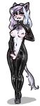 alpha_channel anthro balls biped breasts clothing genitals gynomorph hair humanoid_genitalia humanoid_penis intersex jam_(artist) latex latex_clothing mammal penis simple_background solo tail transparent_background