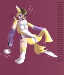 ambiguous_gender animate_inanimate anthro bandai_namco breasts clothing costume cotton crumbleumble digimon digimon_(species) falling_apart female fursuit hi_res human humanoid inanimate_transformation male mammal renamon solo suit suit_transformation transformation