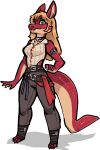 5_fingers alpha_channel anthro biped breasts cherry_(thedragonathome) clothed clothing countershade_face countershade_neck countershade_tail countershading female fingers hair jam_(artist) non-mammal_breasts red_body scalie simple_background solo tail transparent_background