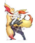 absurd_res against_surface against_wall anthro braixen breasts canid canine cyber_comet duo eyes_closed fan_character french_kissing generation_6_pokemon gynomorph gynomorph/male gynomorph_penetrated hand_on_chest hi_res holding_both_legs holding_both_thighs holding_shoulder intersex intersex/male intersex_penetrated kissing leg_hug lifted lifting_partner male male_penetrating male_penetrating_gynomorph male_penetrating_intersex mammal nintendo pawpads paws penetration pink_pawpads pokemon pokemon_(species) scarf scarlet_(scarlet_phox) sex