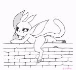 animated anthro artist_name black_and_white black_sclera brick brick_wall cheeky_smile dangling_leg digitigrade fur guardian_spirit head_on_hand hooves looking_at_viewer loop lying monochrome on_front on_wall one_eye_closed ori_(ori) ori_(series) propped_up short short_anthro short_loop smile smiling_at_viewer solo tail tail_motion tailwag wall_(structure) wildfire_(artist) wink winking_at_viewer