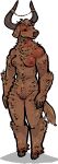 alpha_channel anthro biped bovid bovine breasts brown_body brown_fur cattle female fingers fur genitals hooves horn jam_(artist) mammal nipple_piercing nipples piercing pussy simple_background solo tail transparent_background