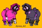 animal_genitalia bear canine_genitalia clone cute_expression duo epic_games female female/female feral feralized flat_colors fortnite genitals kyrios_art mammal quadruped raven_team_leader simple_background