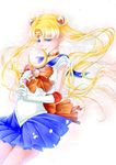  back_bow bad_id bad_pixiv_id bishoujo_senshi_sailor_moon blonde_hair blue_eyes blue_sailor_collar blue_skirt bow brooch choker double_bun elbow_gloves gloves hair_ornament hairpin jewelry long_hair maboroshi_no_ginzuishou magical_girl moon_stick pleated_skirt red_bow red_choker ribbon sailor_collar sailor_moon sailor_senshi_uniform skirt smile solo tenma_ako tiara tsukino_usagi twintails white_background white_gloves 