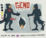 absurd_res anthro avian avian_feet bandanna bandanna_only bedroom_eyes chozogoat claws digitigrade dungeons_and_dragons genitals hasbro hi_res kenku kerchief kerchief_only lgbt_pride licking licking_lips lizard_penis looking_at_viewer male melee_weapon model_sheet mostly_nude narrowed_eyes nude palette penis polearm prehensile_penis pupils seductive slit_pupils solo spear text tongue tongue_out weapon wingless_avian wizards_of_the_coast yellow_eyes