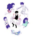  +_+ 2girls 4boys :d :o absurdres arms_behind_back aubrey_(headspace)_(omori) aubrey_(omori) bare_arms bare_shoulders barefoot basil_(headspace)_(omori) basil_(omori) birthday_cake black_eyes black_hair black_socks black_tank_top blue_overalls bow bright_pupils cake child circle_formation collarbone commentary dot_nose dress expressionless floating flower_wreath food full_body green_dress green_eyes green_hair green_shirt hair_bow hand_on_own_hip head_wreath hero_(headspace)_(omori) hero_(omori) highres holding holding_knife jumping kel_(headspace)_(omori) kel_(omori) kneehighs knife long_hair mari_(headspace)_(omori) mari_(omori) mdmdmdmd23eng multiple_boys multiple_girls official_style omori omori_(omori) open_mouth orange_skirt overalls pajamas purple_eyes purple_hair purple_vest shirt short_hair shorts simple_background skirt smile socks striped_clothes striped_pajamas symbol-only_commentary tank_top vest white_background white_pupils white_shorts white_socks 