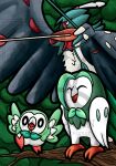 absurd_res ambiguous_gender anthro avian beak bird dartrix decidueye digital_media_(artwork) feathers female feral generation_7_pokemon hi_res humanoid laudrawin male nintendo owl pokemon pokemon_(species) rowlet simple_background white_body