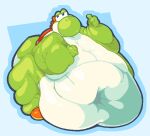 anthro clothing deep_navel fat_arms fat_legs fat_rolls footwear gesture green_yoshi hand_gesture hi_res male mario_bros moobs morbidly_obese morbidly_obese_male navel nintendo obese obese_male overweight overweight_male roundedpentagon shoes simple_background solo standing thumbs_up yoshi