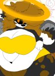 amber_eyes anthro black_sclera canid clothing female grey_wings halo hazel_hair mammal namunixi overweight overweight_female rolled_up_tail solo spotted_thighs thick_thighs underwear w0lfh4art wings yellow_clothing yellow_underwear