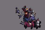  1girl 8 alex_ahad andy_anvil animated animated_gif avery_(skullgirls) bomb car dress george_the_bomb gun hat knife lenny_the_bomb motor_vehicle number official_art peacock_(skullgirls) ribbon skullgirls tommy_ten-tons top_hat vehicle weapon 