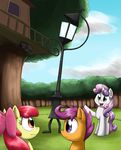  2014 apple_bloom_(mlp) arthropod cub equine female feral fluffy_the_bringer_of_darkness friendship_is_magic group horn horse insect mammal moth my_little_pony otakuap pegasus pony scootaloo_(mlp) sweetie_belle_(mlp) treehouse unicorn wings young 