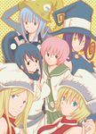  6+girls artist_request black_hair blair blonde_hair blue_eyes blue_hair brown_eyes elizabeth_thompson eruka_frog female green_eyes hat kim_diehl long_hair multiple_girls nakatsukasa_tsubaki necktie patricia_thompson pink_hair ponytail purple_hair school_uniform short_hair soul_eater witch witch_hat yellow_eyes 