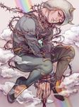  barbed_wire fur_hat hat horns jojo_no_kimyou_na_bouken male_focus rainbow solo tegaki uko_(moi08) weather_report 