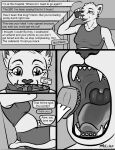 absurd_res anthro comic english_text felid feline female greyscale hi_res mammal melodex monochrome mouth_shot open_mouth text tongue vore