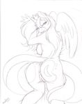  anonis-almost-art anthro anthrofied anus ass_up black_and_white breasts butt crown cutie_mark dennis_carrigan equine female friendship_is_magic hair horn looking_at_viewer looking_back lying mammal monochrome my_little_pony nude princess_luna_(mlp) pussy side_boob sketch solo winged_unicorn wings 