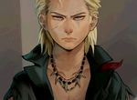  bad_id bad_pixiv_id blonde_hair blue_eyes eli_(mgs) jewelry liquid_snake male_focus metal_gear_(series) metal_gear_solid metal_gear_solid_v necklace portrait scar solo throttlee tooth_necklace 