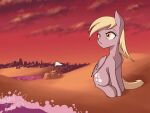 amber_eyes animated beach blonde_hair cutie_mark derpy_hooves_(mlp) equid equine flag flowing_hair friendship_is_magic hair hasbro mammal my_little_pony mythological_creature mythological_equine mythology pegasus sand_castle sculpture sea sitting tail water wind wings yellow_tail