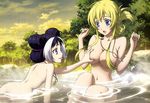  2girls blonde_hair breast_grab himiko_(nobunaga_the_fool) jeanne_kaguya_d&#039;arc megami nagasaku_tomokatsu nobunaga_the_fool nude onsen scan 