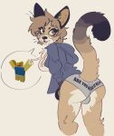 anthro bulge butt clothing echochamber evelyn_(echochamber) felid feline female gynomorph hi_res intersex mammal presenting serval underwear