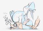 ankle_grab anthro blush cartoon_network dialogue dogeoisie duo feet foot_fetish foot_lick foot_play heart_symbol leg_grab licking male male/male mordecai_(regular_show) paws regular_show rigby_(regular_show) tongue