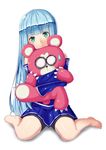  aoki_hagane_no_arpeggio blush detached_sleeves green_eyes iona kirishima_(aoki_hagane_no_arpeggio) long_hair pensuke personification silver_hair skirt smile solo stuffed_animal stuffed_toy teddy_bear very_long_hair yotarou_(aoki_hagane_no_arpeggio) 