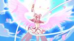  angel_wings bike_shorts cloud cure_dream cure_fleuret day determined dress energy_sword eyelashes flying hair_ornament hair_ribbon hair_rings half_updo jabara_tornado looking_at_viewer magical_girl open_mouth pink_eyes pink_hair precure ribbon shining_dream shirt shorts shorts_under_skirt skirt sky solo sun sword twintails weapon wings yes!_precure_5 yes!_precure_5_gogo! yumehara_nozomi 