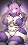  absurd_res anthro big_breasts blush breasts clothed clothing female female_anthro fur hair heart_symbol hi_res horn lagomorph leporid long_hair looking_at_viewer mammal rabbit solo suurin_2 