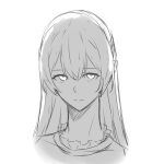  1girl closed_mouth cropped_torso greyscale hair_between_eyes half_updo highres indie_virtual_youtuber long_hair looking_at_viewer monochrome simple_background sketch solo sou_(kanade_3344) upper_body white_background yumemita_nonoka 