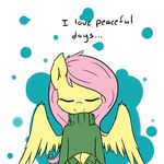  anthro anthrofied chibimlp-lover clothing creepy english_text equine fluttershy_(mlp) friendship_is_magic fur hair horse long_hair mammal my_little_pony pegasus pink_hair pony red_eyes simple_background sweater text wings yellow_fur zalgo 