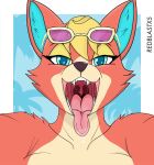 animal_crossing anthro audie_(animal_crossing) canid canine canis eyewear female hi_res imminent_vore mammal mouth_shot nintendo open_mouth redblast smile solo sunglasses uvula wolf