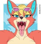  animal_crossing anthro audie_(animal_crossing) canid canine canis eyewear female hi_res imminent_vore mammal mouth_shot nintendo open_mouth redblast smile solo sunglasses uvula wolf 