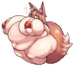 animal_humanoid belly big_belly big_breasts big_tail breasts brown_hair canid canid_humanoid canine canine_humanoid eyes_closed female fox_humanoid hair huge_belly huge_breasts huge_tail huge_thighs humanoid mammal mammal_humanoid morbidly_obese morbidly_obese_female morbidly_obese_humanoid mostly_nude navel nipple_outline obese obese_female obese_humanoid overweight overweight_female overweight_humanoid renee_(requinn) requinn short_hair simple_background solo standing tail thick_thighs