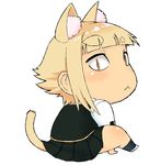  :&lt; animal_ears blonde_hair cat_ears cat_tail chibi kuraishi_tanpopo short_hair sitting skirt slit_pupils solo tail tsukudani_(coke-buta) witch_craft_works yellow_eyes 