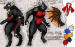  3_toes 4_fingers absurd_res angel anthro black_body blue_eyes demon dragon english_text feet fingers hi_res horn male model_sheet muscular mythological_creature mythological_scalie mythology scalie solo tail text toes wings zak_hitsuji 