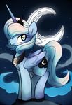  blue_eyes blue_fur blue_hair collar equine female friendship_is_magic fur hair hooves horn horse looking_back mammal marenlicious moon my_little_pony night outside pony princess_luna_(mlp) royalty short_hair sky solo standing stars tiara winged_unicorn wings young 