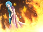  althea althea_(mirage_noir) blue_hair braid cape fire magic mirage_noir purple_eyes solo tagme 