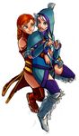  anna_(frozen) blue_eyes braid cosplay defense_of_the_ancients dota_2 elsa_(frozen) frozen_(disney) highres hood hug hug_from_behind lina_inverse lina_inverse_(cosplay) lips multiple_girls siblings sisters smile 