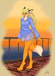  anthro barefoot beast canine clothed clothing female fox fox_tail fur hair lenne mammal orange_fur outside solo walking 
