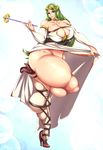  1girl bad_anatomy breasts goddess green_eyes green_hair huge_breasts kid_icarus marunav palutena plump thick_thighs thighs 