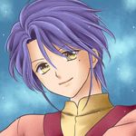  closed_mouth face fushigi_yuugi looking_at_viewer male_focus mole mole_under_eye nuriko_(fushigi_yuugi) purple_hair smile yellow_eyes yuzuki_kaoru 